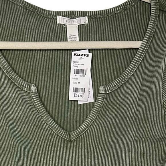 RIBBED LONG SLEEVE GREEN FULL TILT size medium - Picture 3 of 3